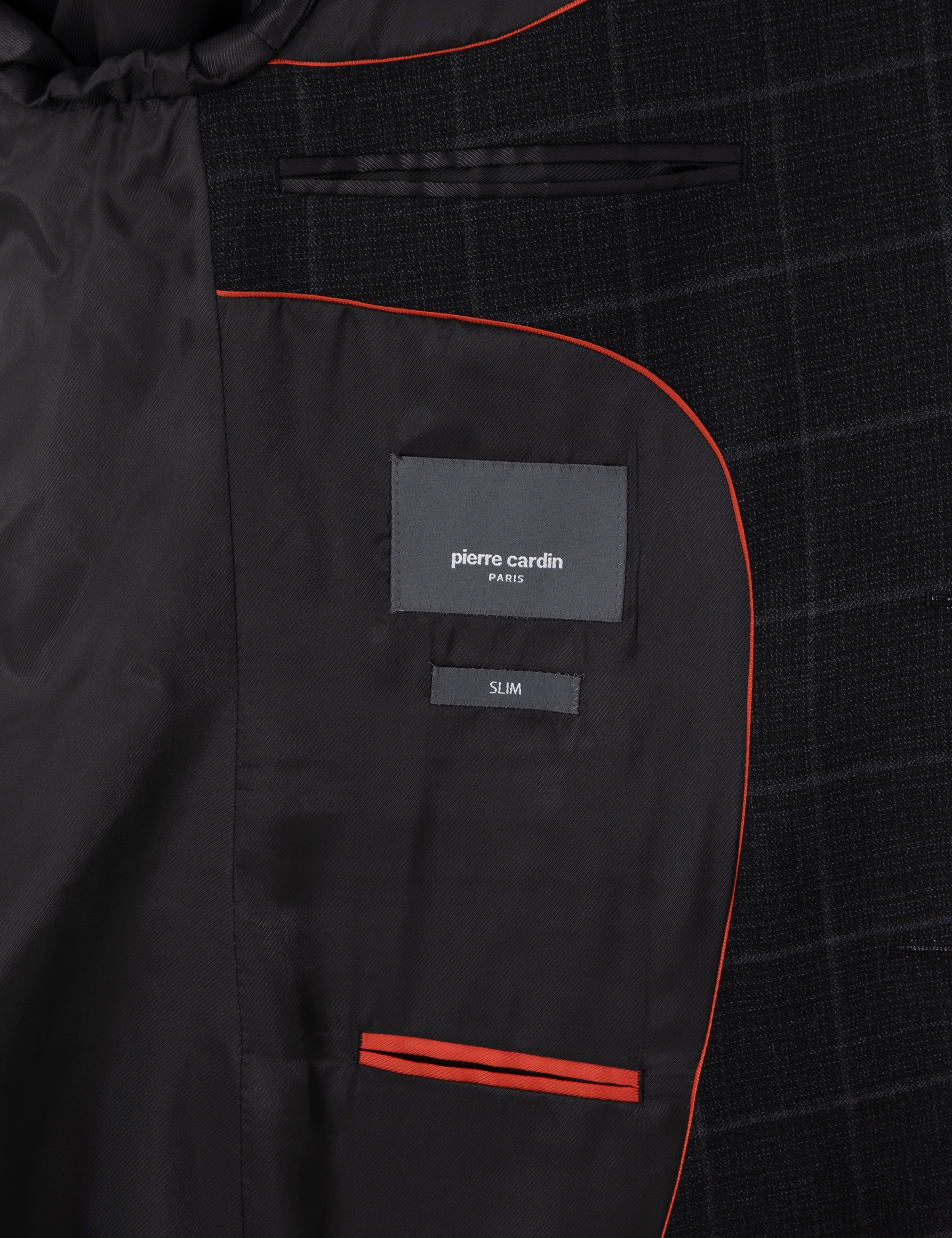 Siyah Slim Fit Ekose Yünlü Takım Elbise