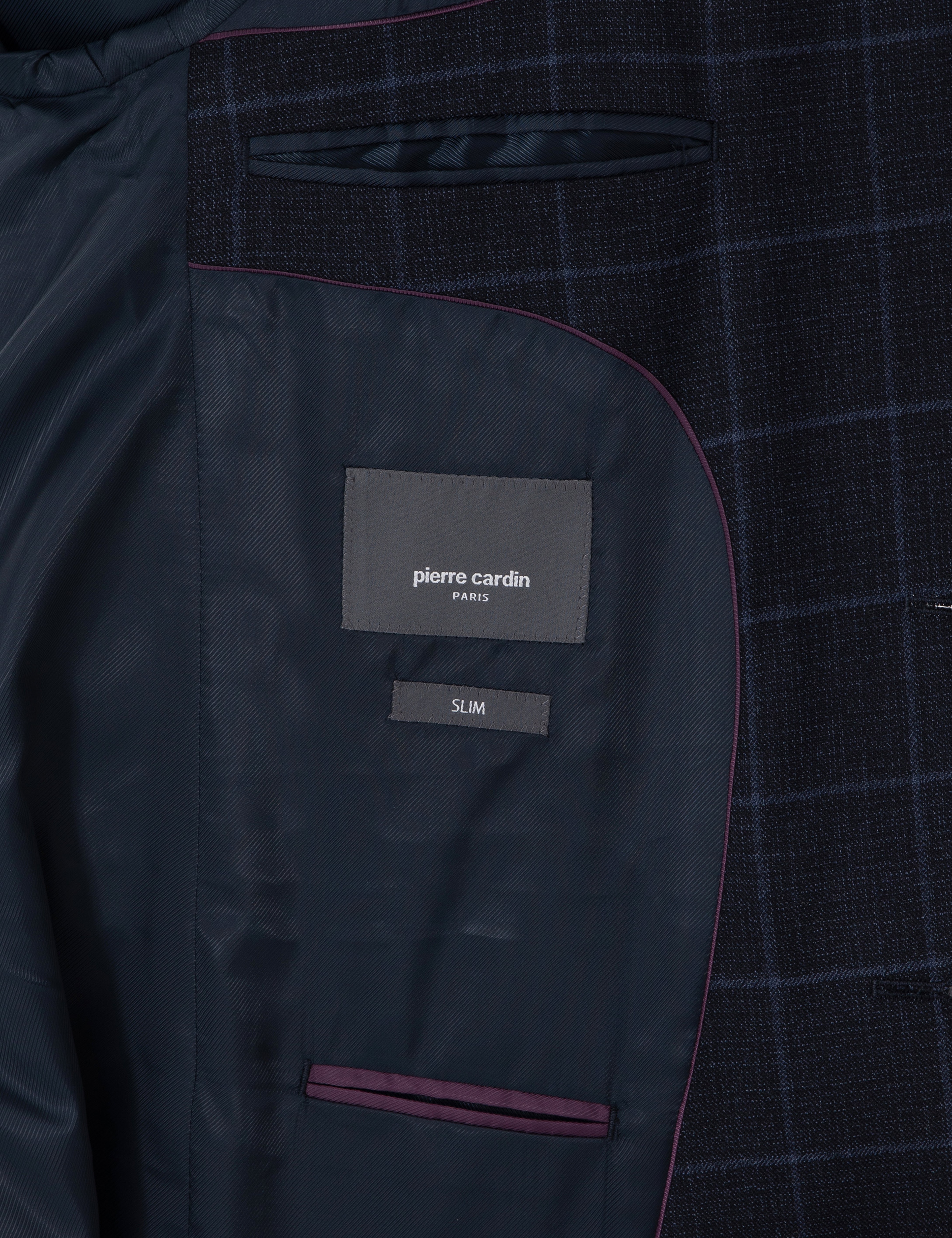 Lacivert Slim Fit Ekose Yünlü Takım Elbise - Image 6
