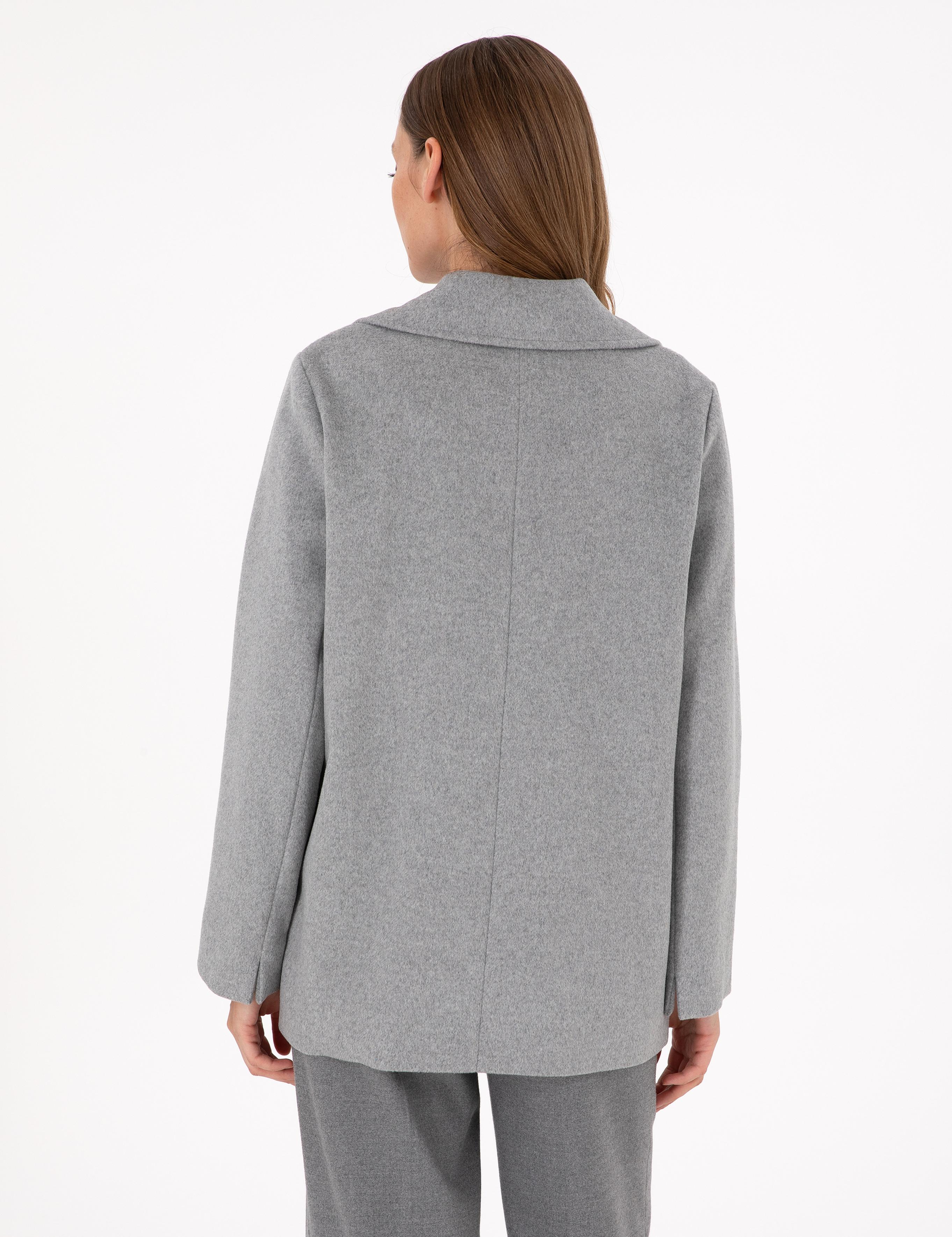 Gri Comfort Fit Kaşe Kaban