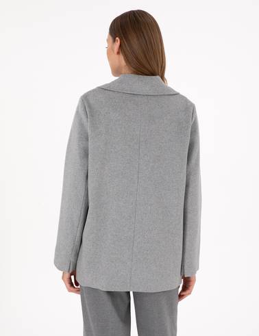 Gri Comfort Fit Kaşe Kaban