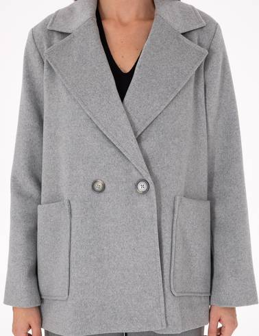 Gri Comfort Fit Kaşe Kaban