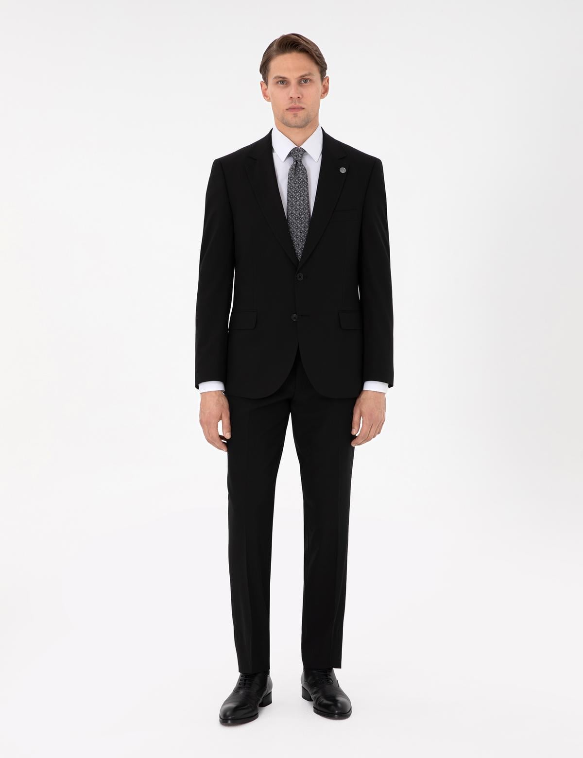 Siyah Slim Fit Takım Elbise