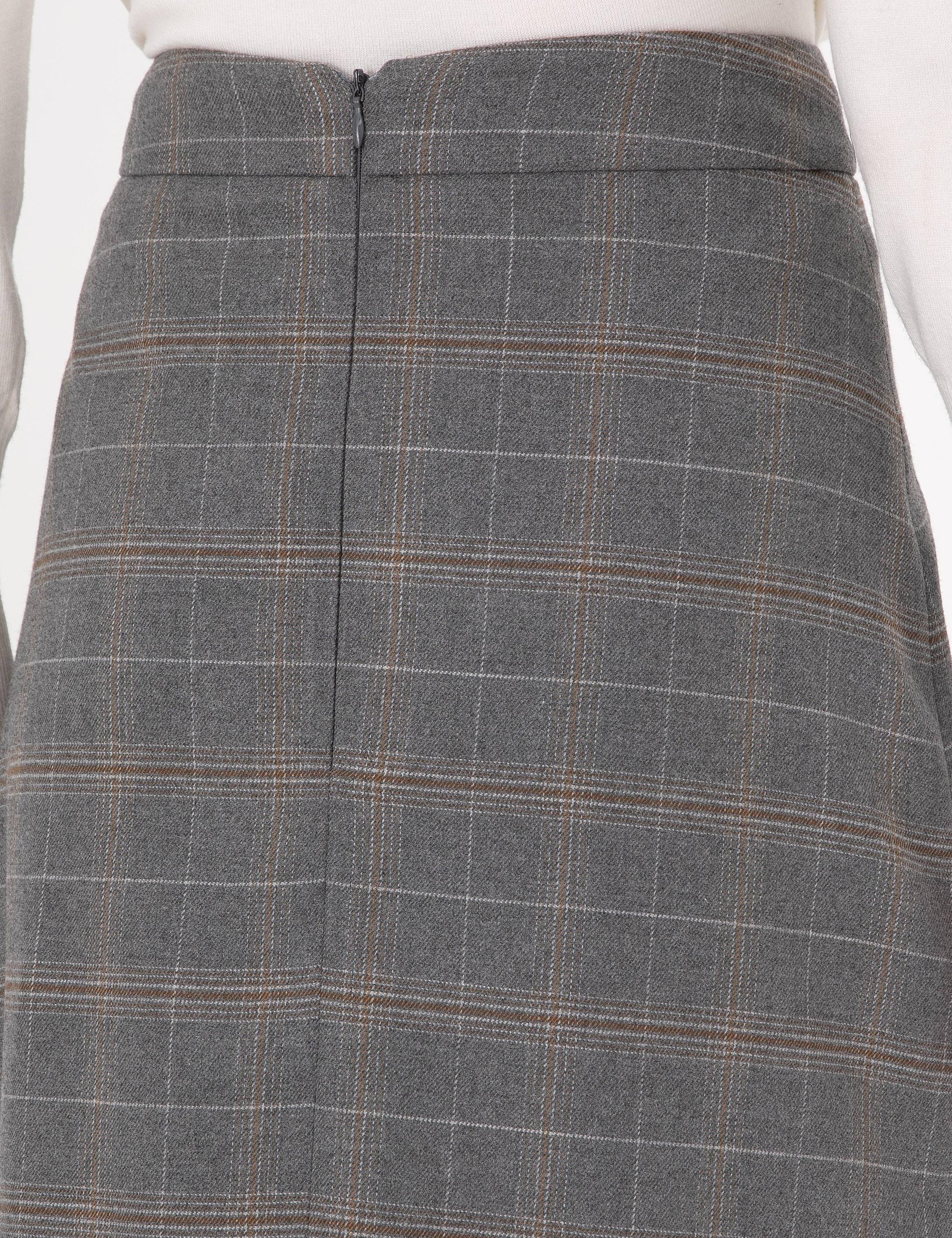 Gri A Kesim Dokuma Etek