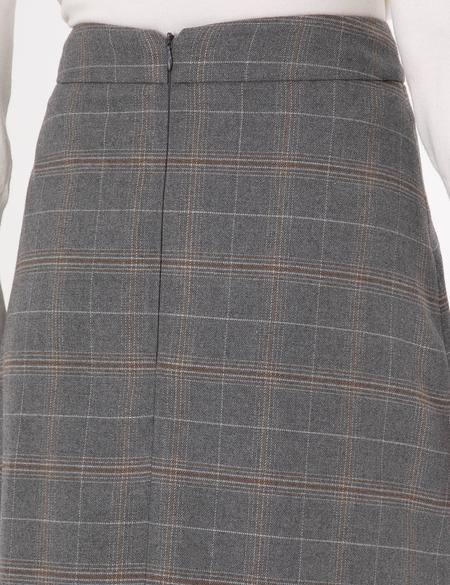 Gri A Kesim Dokuma Etek - 50292639003