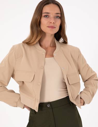 Bej Crop Top Ceket