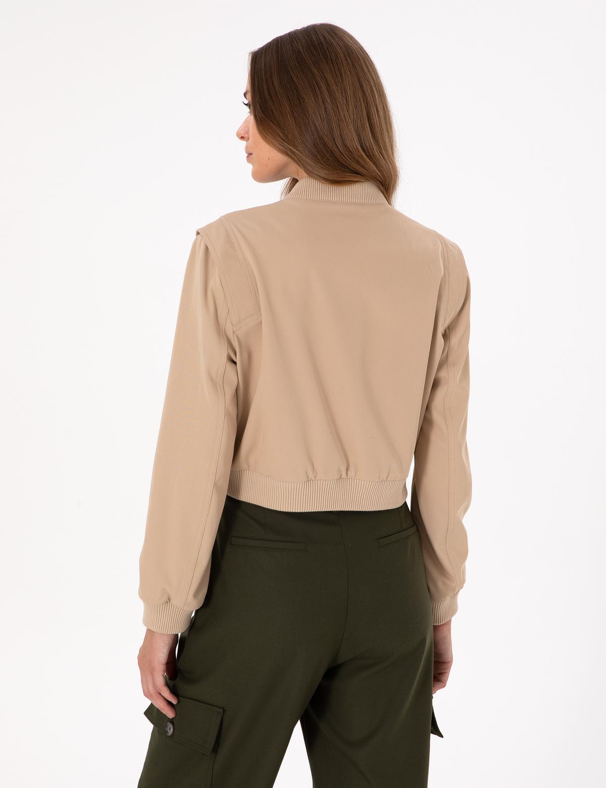 Bej Crop Top Ceket - 50290807019