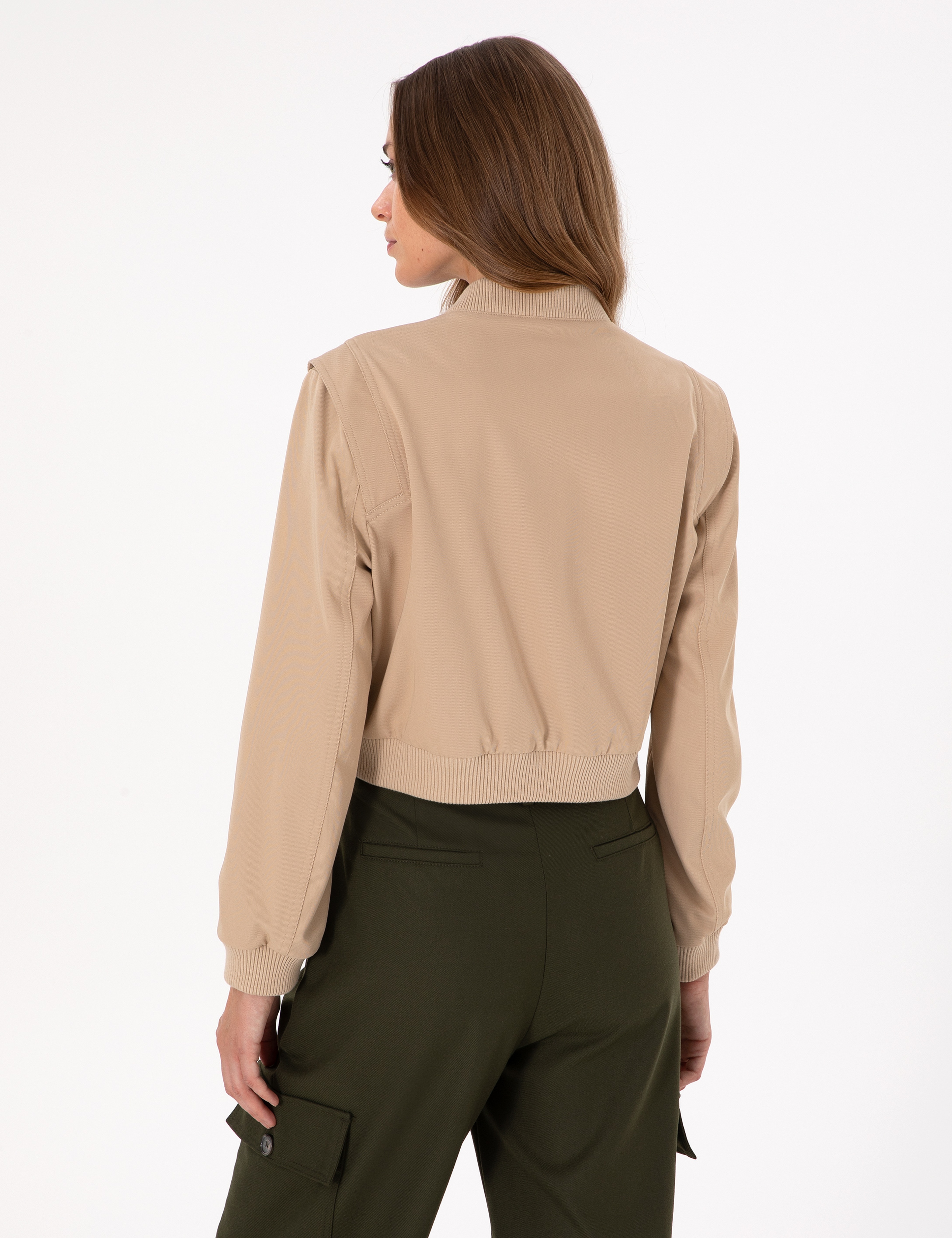 Bej Crop Top Ceket - Image 5