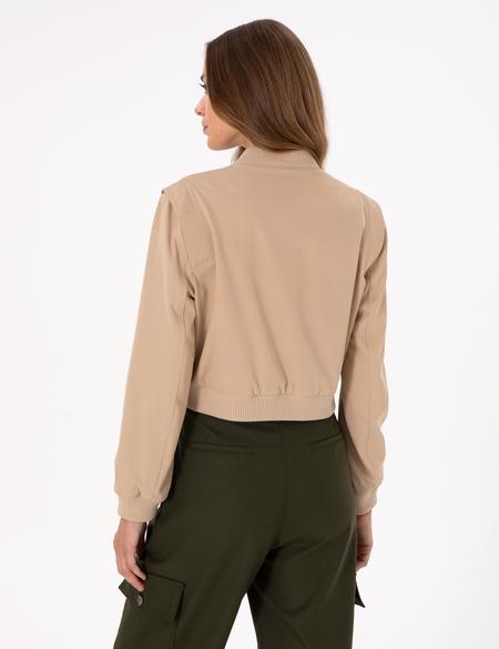 Bej Crop Top Ceket - 50290807019