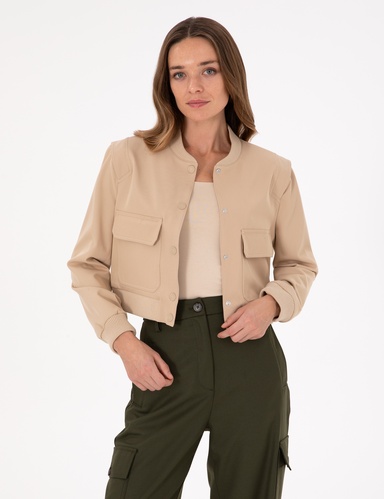 Bej Crop Top Ceket