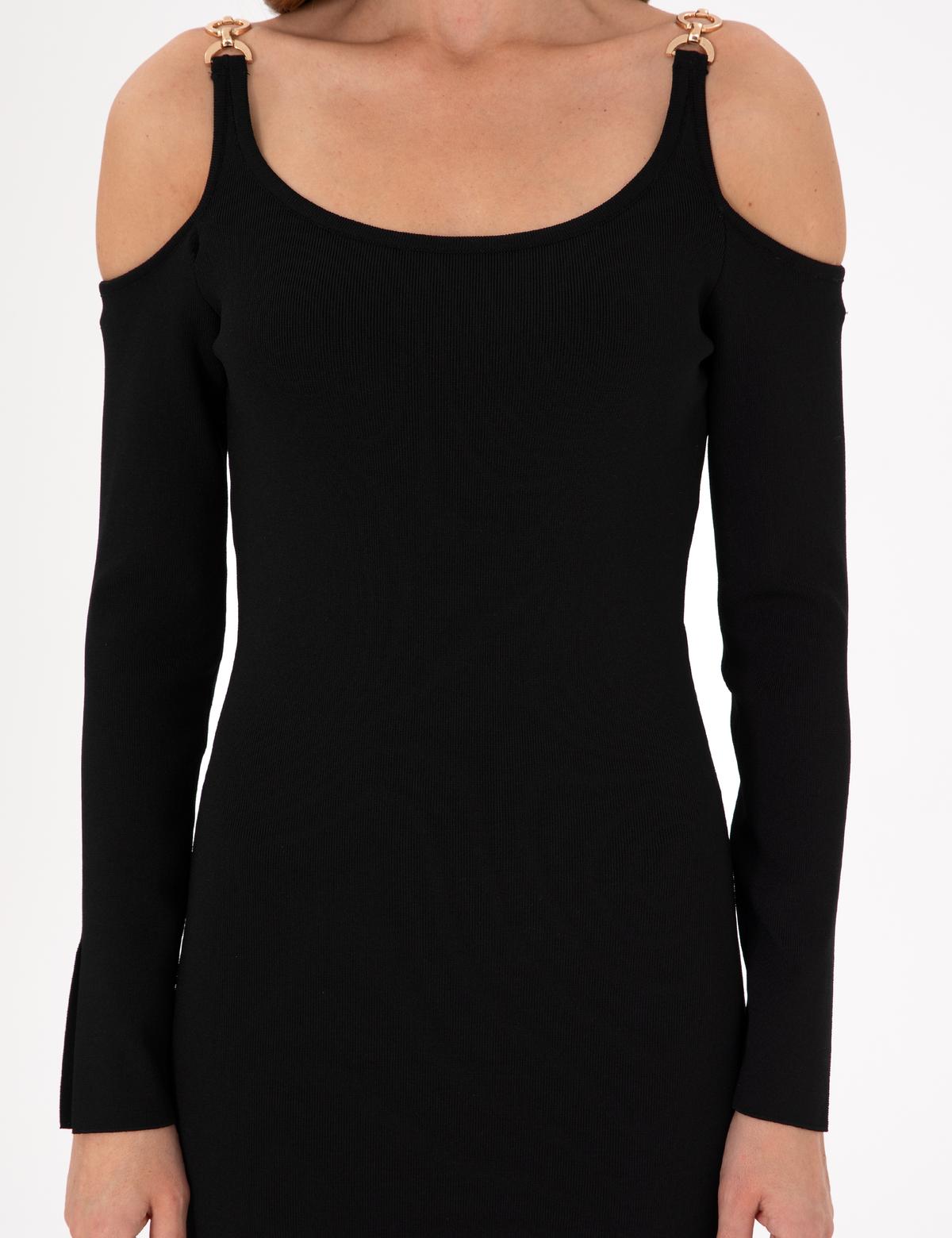 Siyah Ex. Slim Fit Triko Elbise - 50290603004