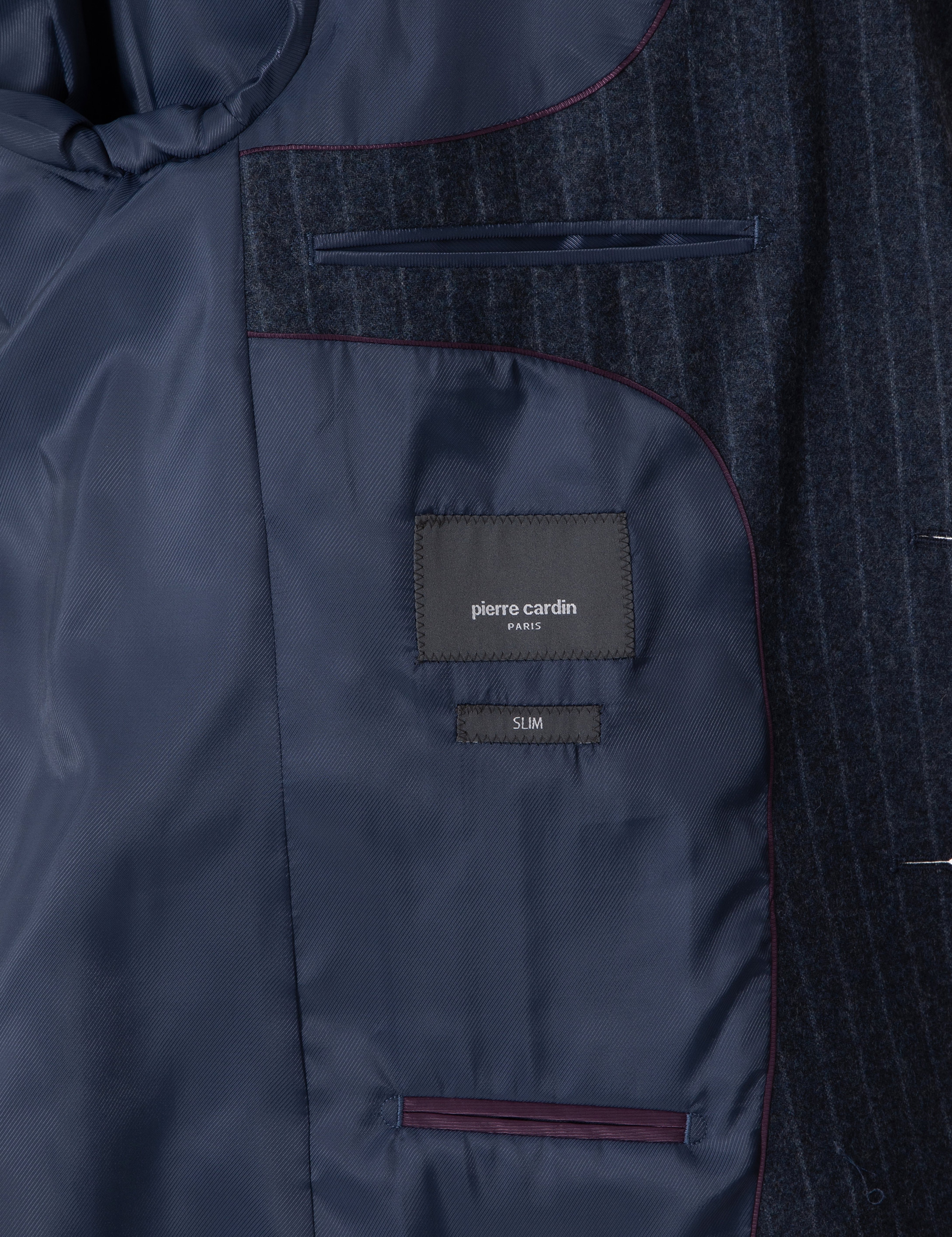 İndigo Slim Fit Çizgili Yün Karışımlı Takım Elbise - Image 6