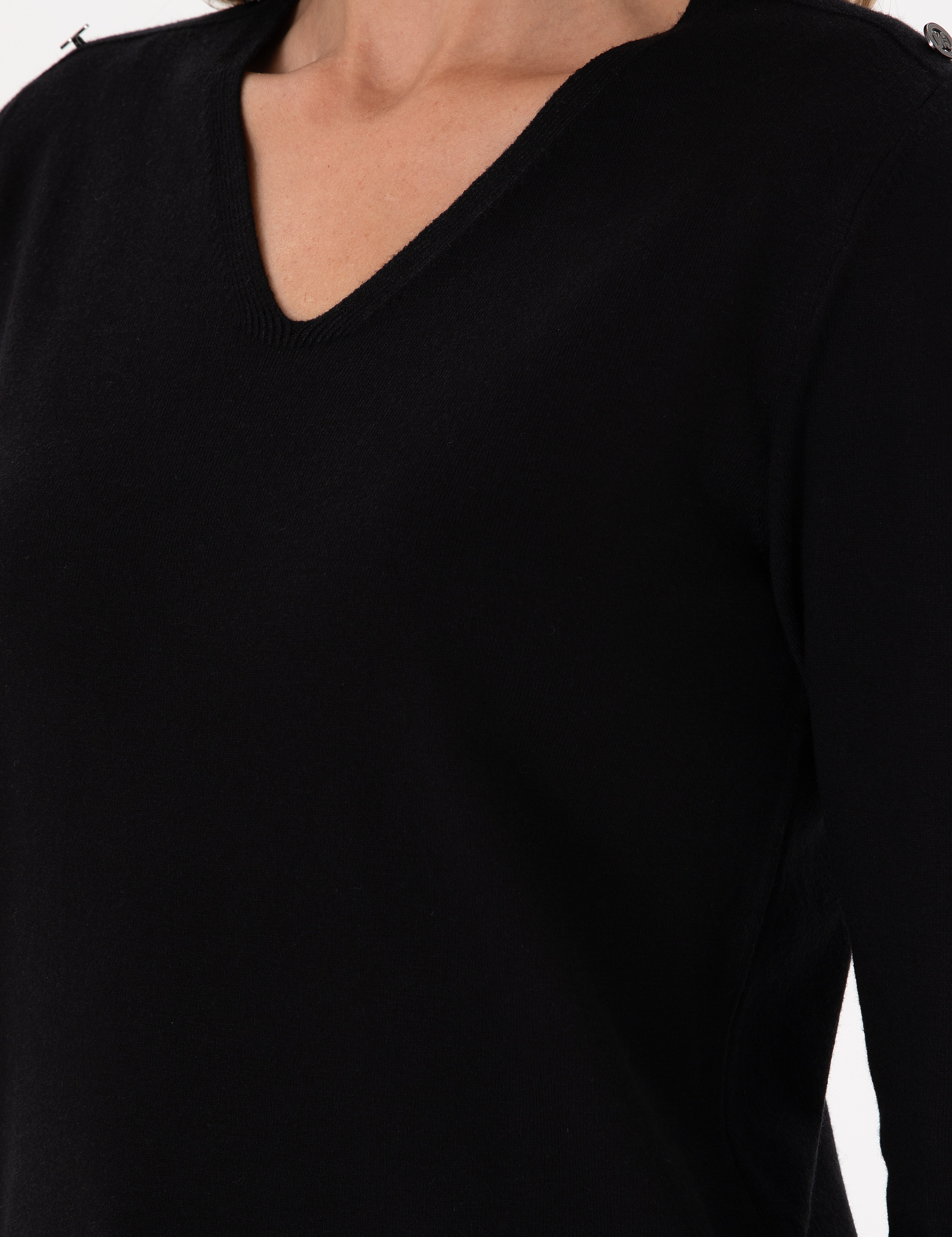 Siyah Extra Slim Fit V Yaka Basic Kazak - Image 7