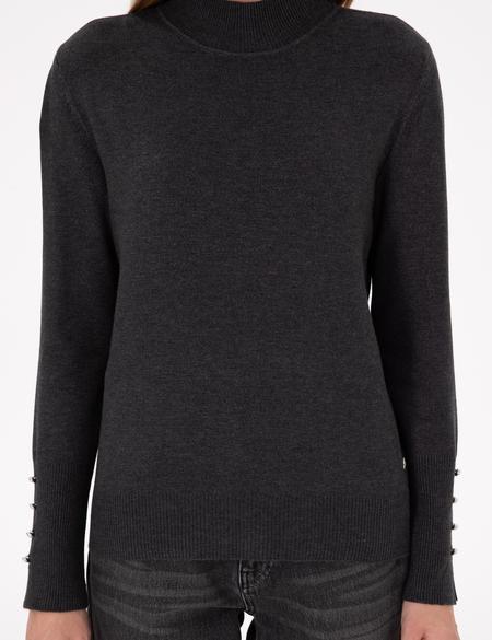 Antrasit Slim Fit Yarım Balıkçı Basic Kazak - 50290578003