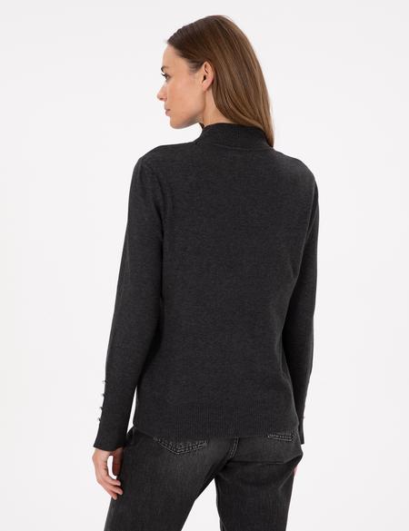 Antrasit Slim Fit Yarım Balıkçı Basic Kazak - 50290578003