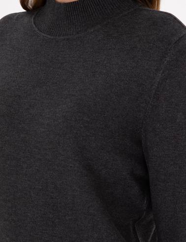 Antrasit Slim Fit Yarım Balıkçı Basic Kazak