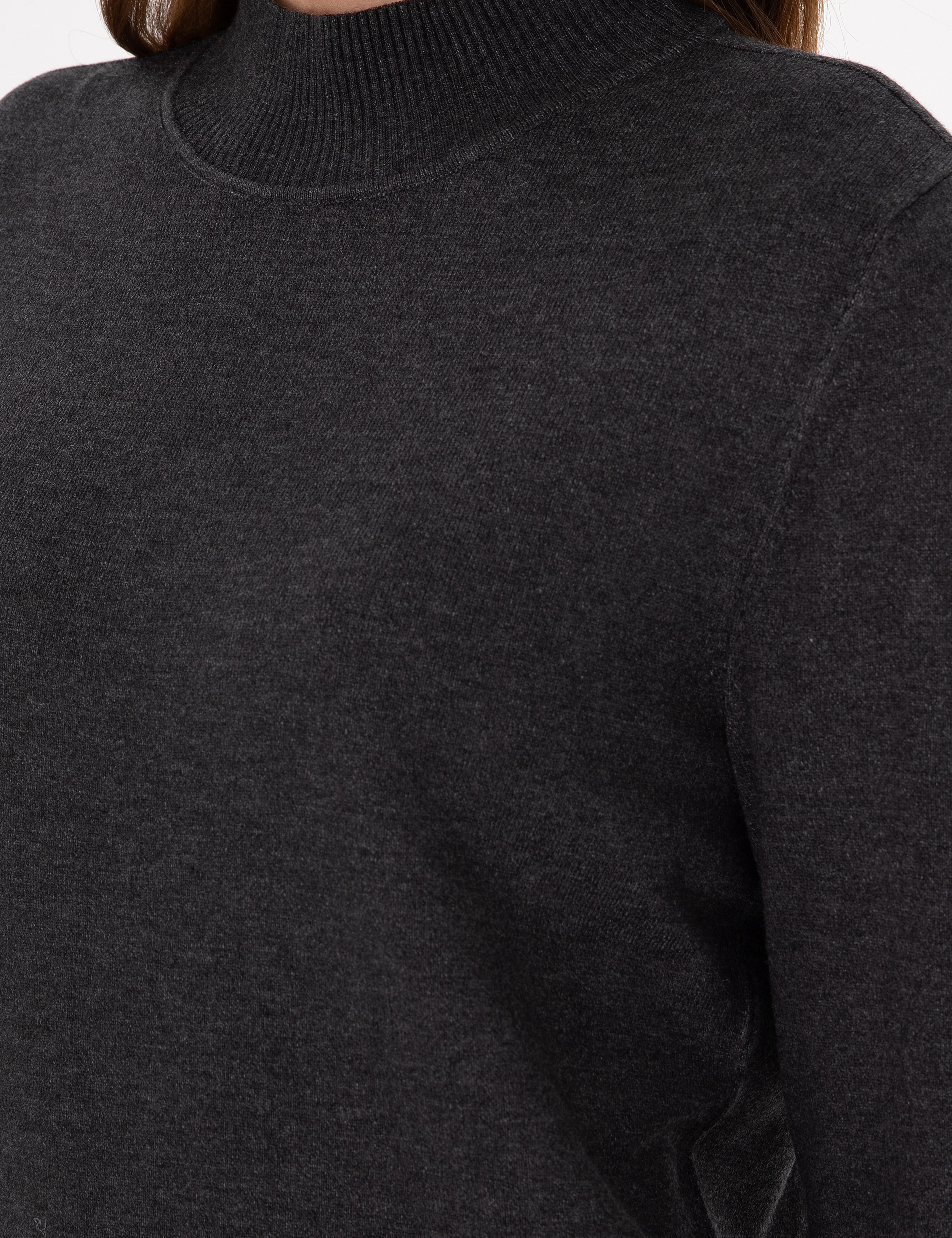 Antrasit Slim Fit Yarım Balıkçı Basic Kazak