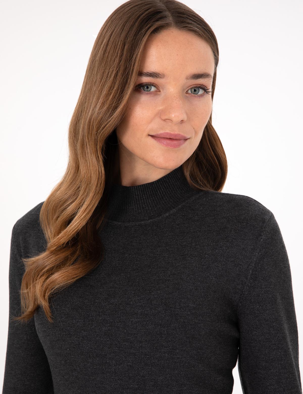 Antrasit Slim Fit Yarım Balıkçı Basic Kazak - 50290578003