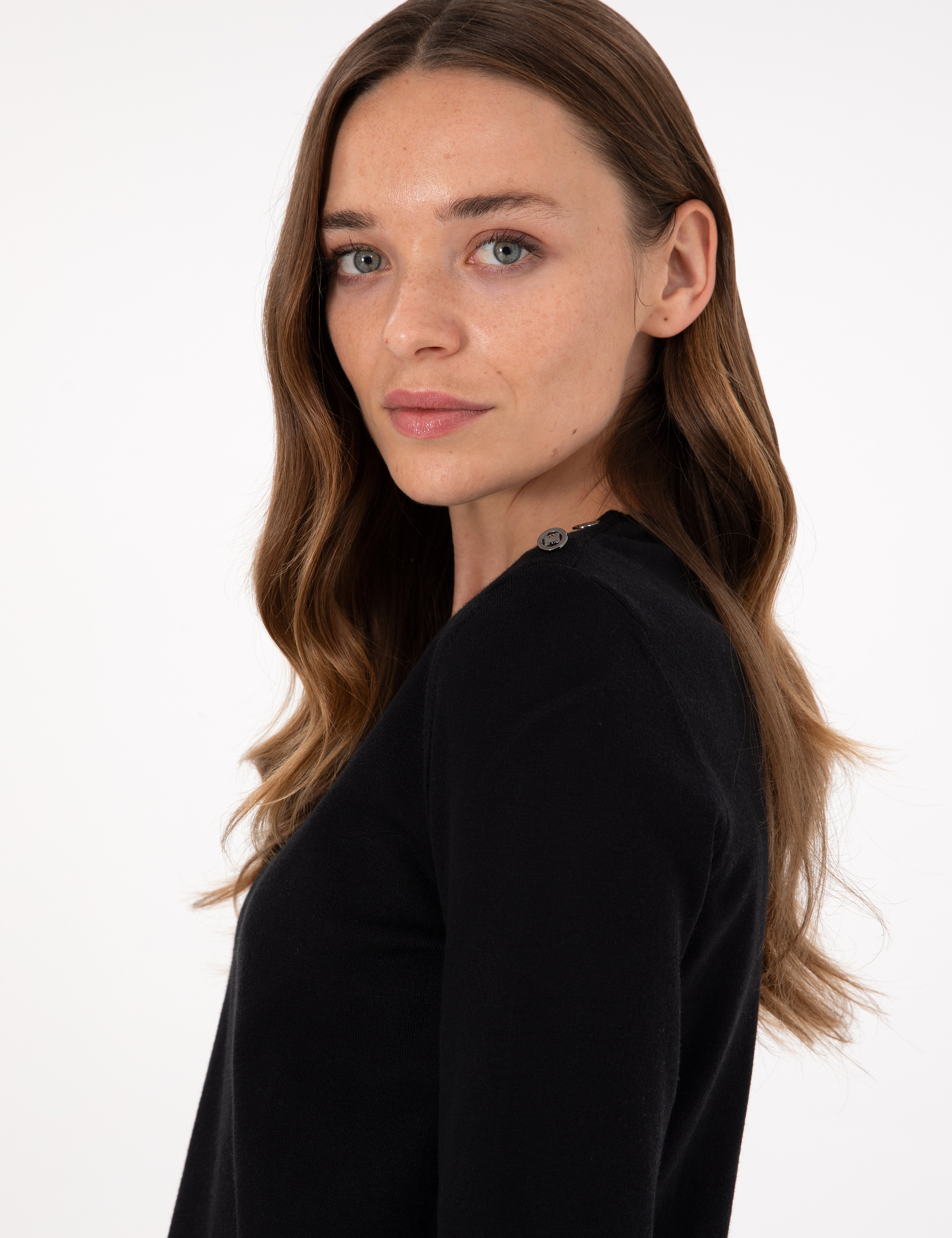 Siyah Extra Slim Fit V Yaka Basic Kazak - Image 2