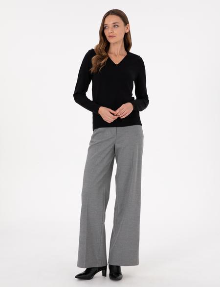 Siyah Ex. Slim Fit V Yaka Basic Kazak - 50290577012