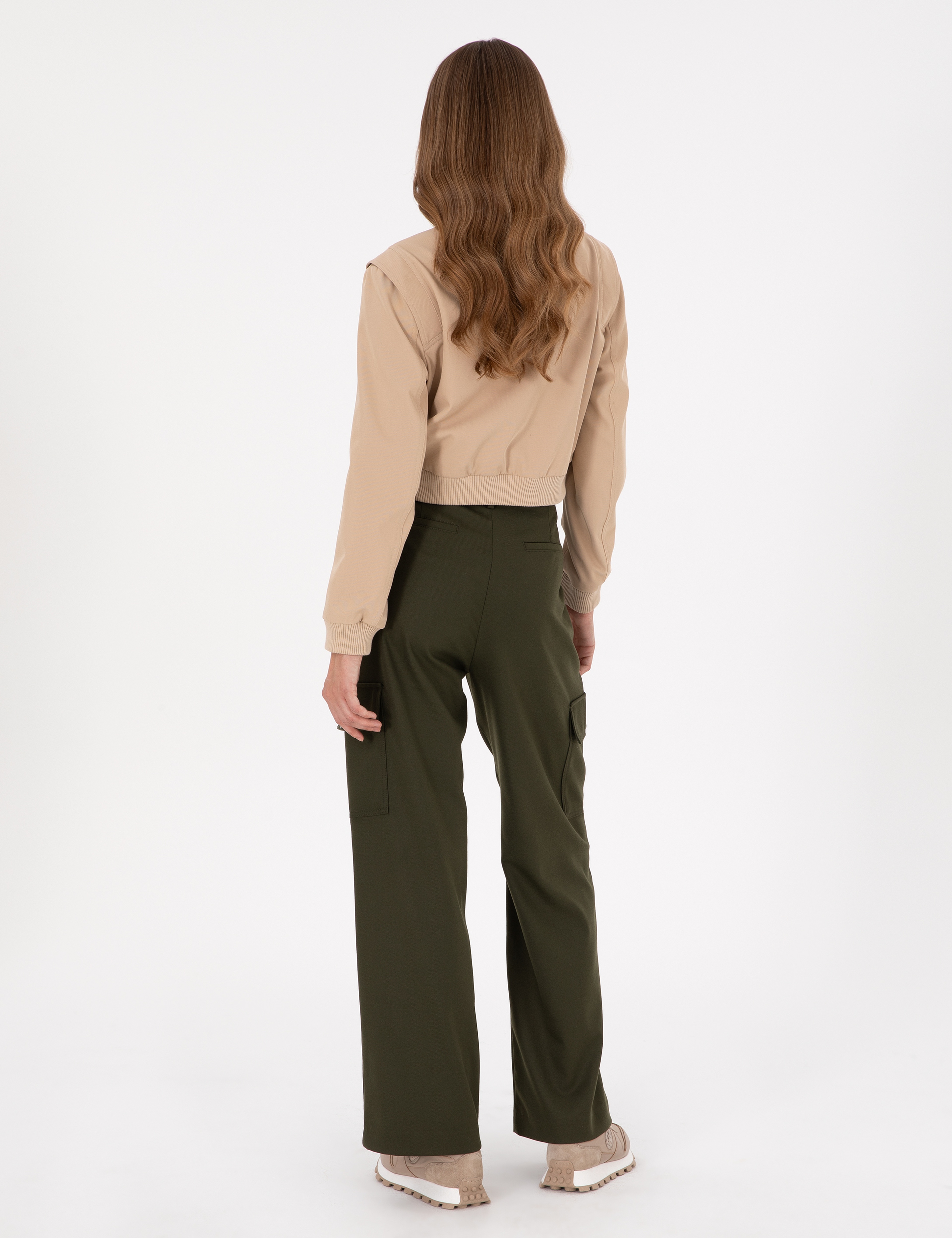 Haki Flare Fit Kumaş Pantolon - Image 4