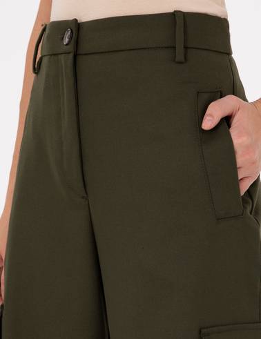 Haki Flare Fit Kumaş Pantolon