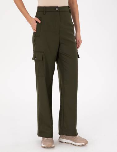 Haki Flare Fit Kumaş Pantolon