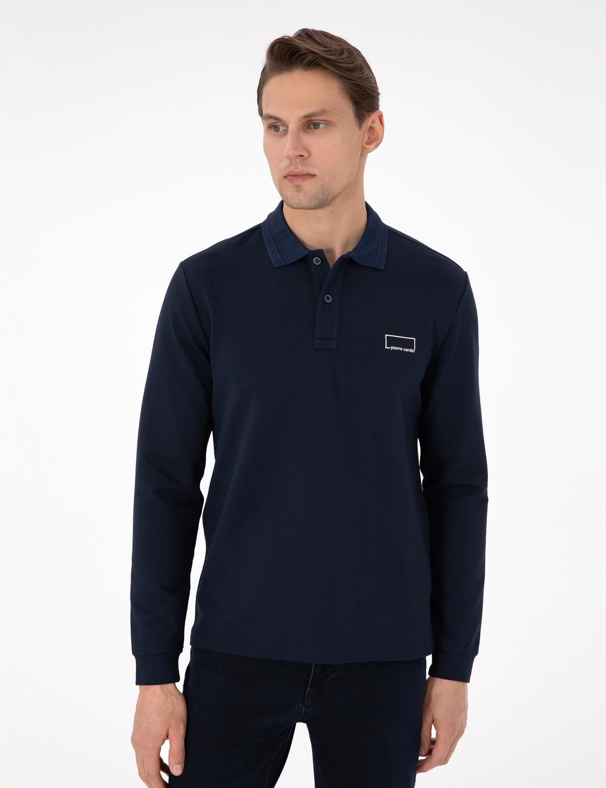 Koyu Lacivert Slim Fit Sweatshirt - 50279558033