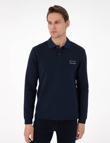 Koyu Lacivert Slim Fit Sweatshirt