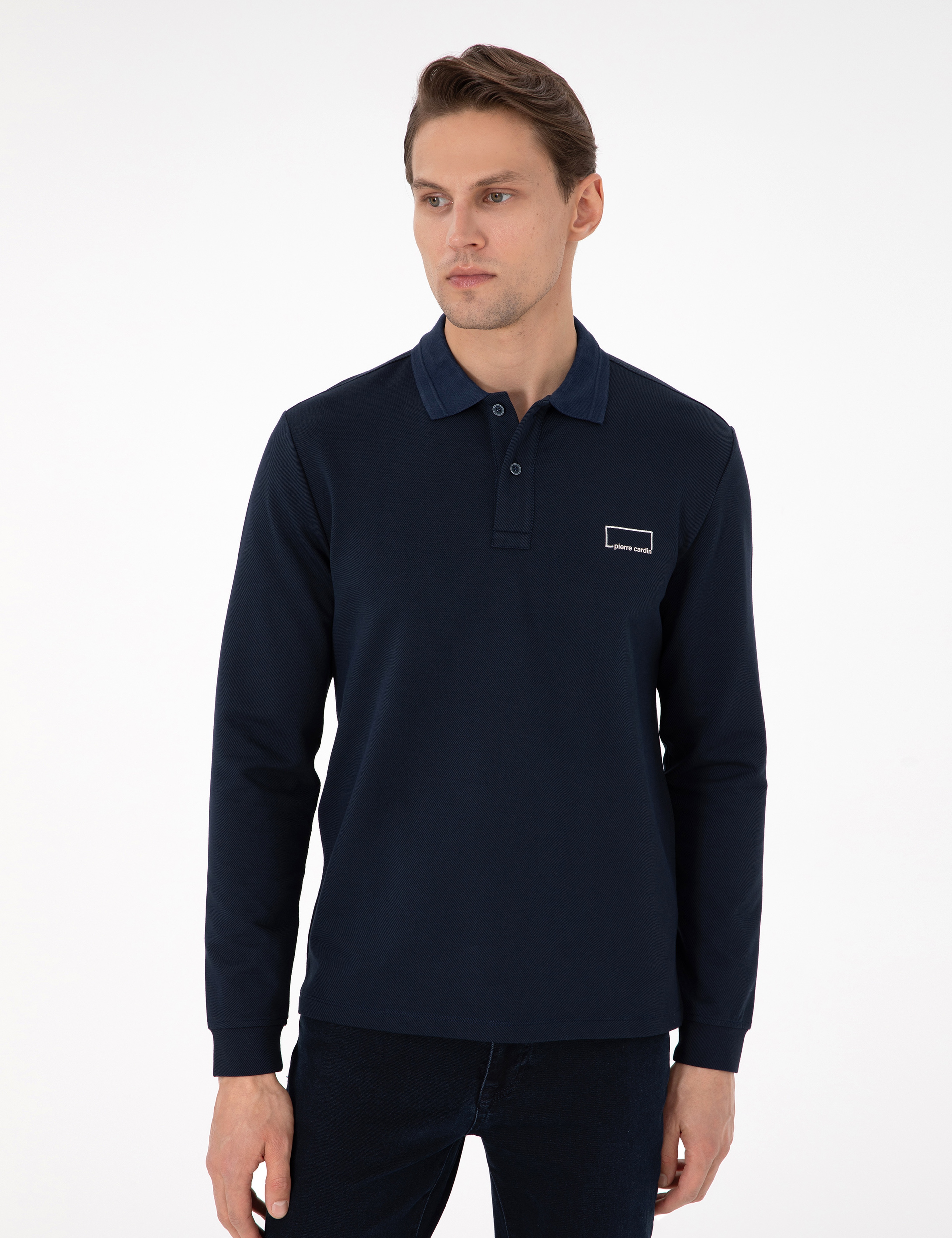 Koyu Lacivert Slim Fit Sweatshirt