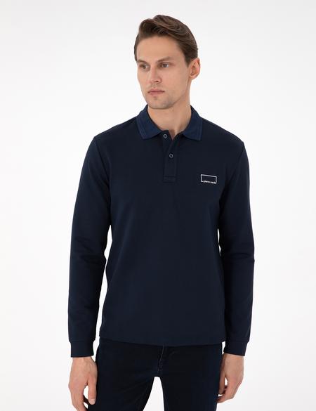 Koyu Lacivert Slim Fit Sweatshirt - 50279558033