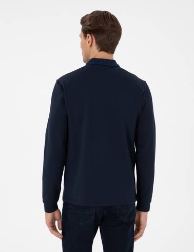Koyu Lacivert Slim Fit Sweatshirt