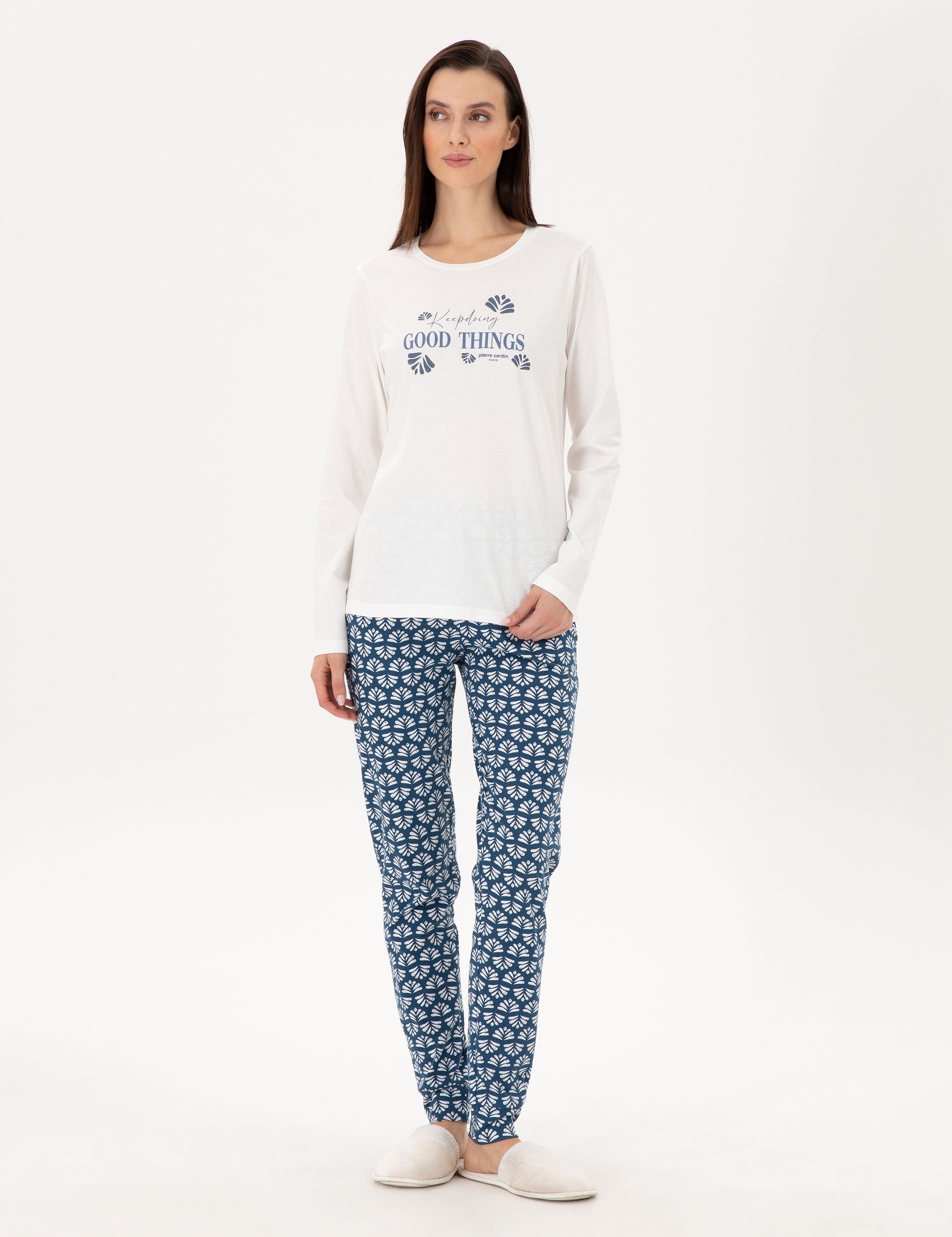 Krem Pijama Takımı