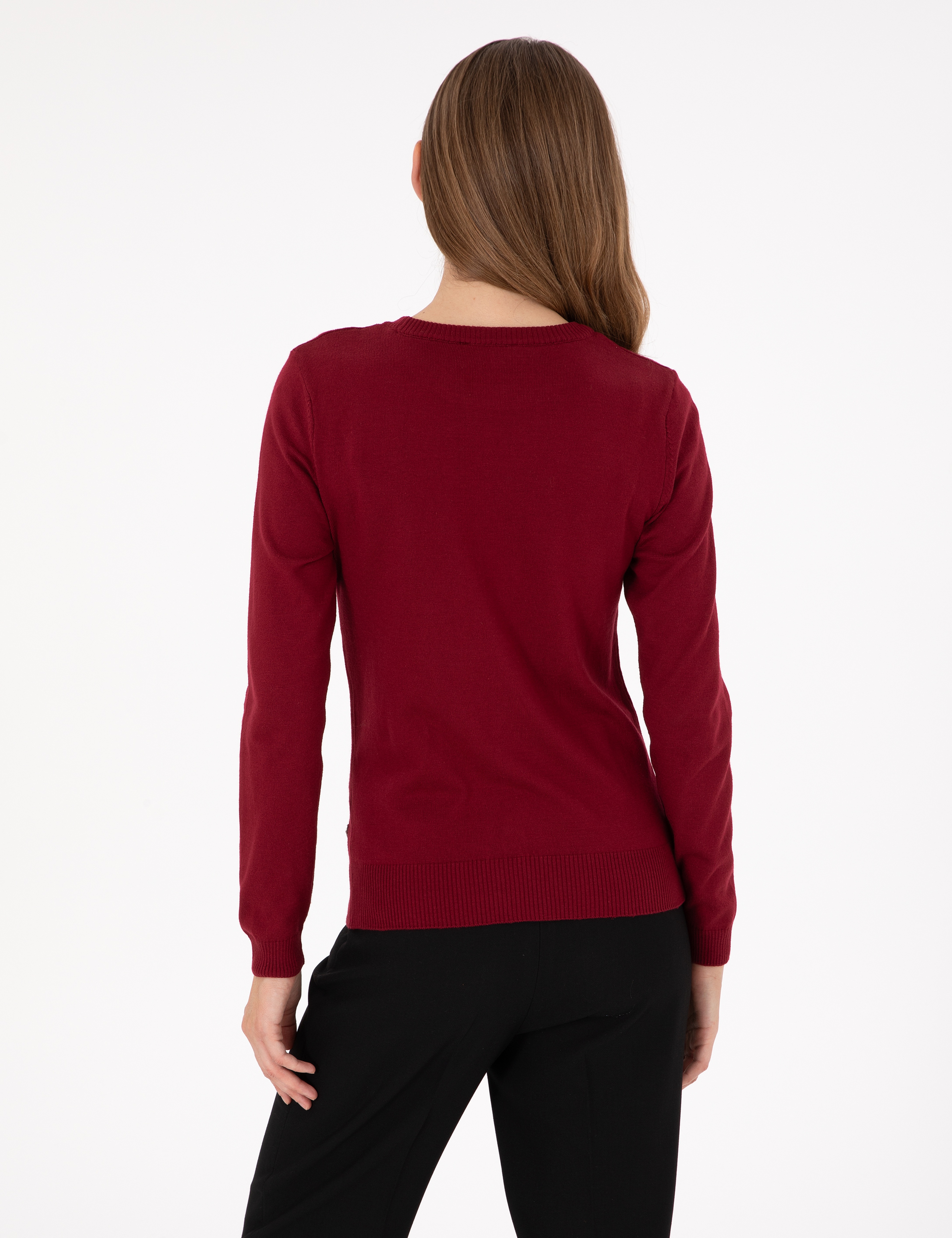 Bordo Slim Fit Basic Kazak - Image 5