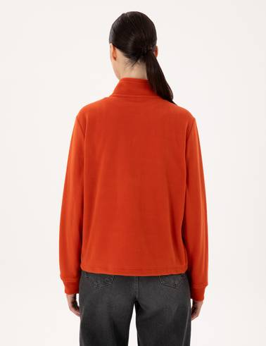 Kiremit Comfort Fit Fermuarlı Polar Sweatshirt