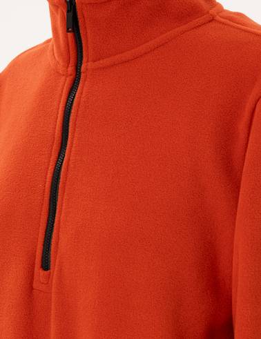 Kiremit Comfort Fit Fermuarlı Polar Sweatshirt
