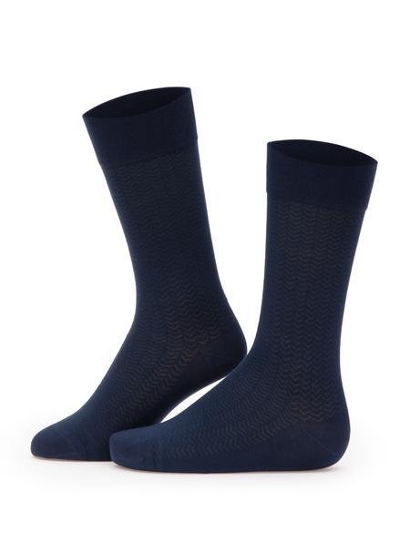 Erkek Bambu Karışımlı Lacivert Soket Desenli Çorap - 50304462003