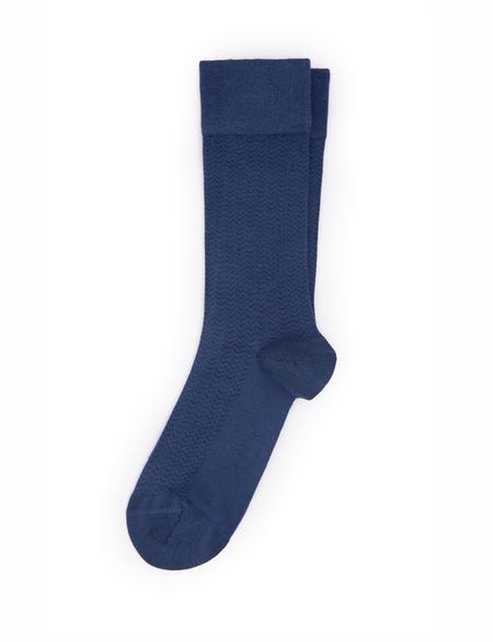 Erkek Bambu Karışımlı Mavi Soket Desenli Çorap - 50304462004