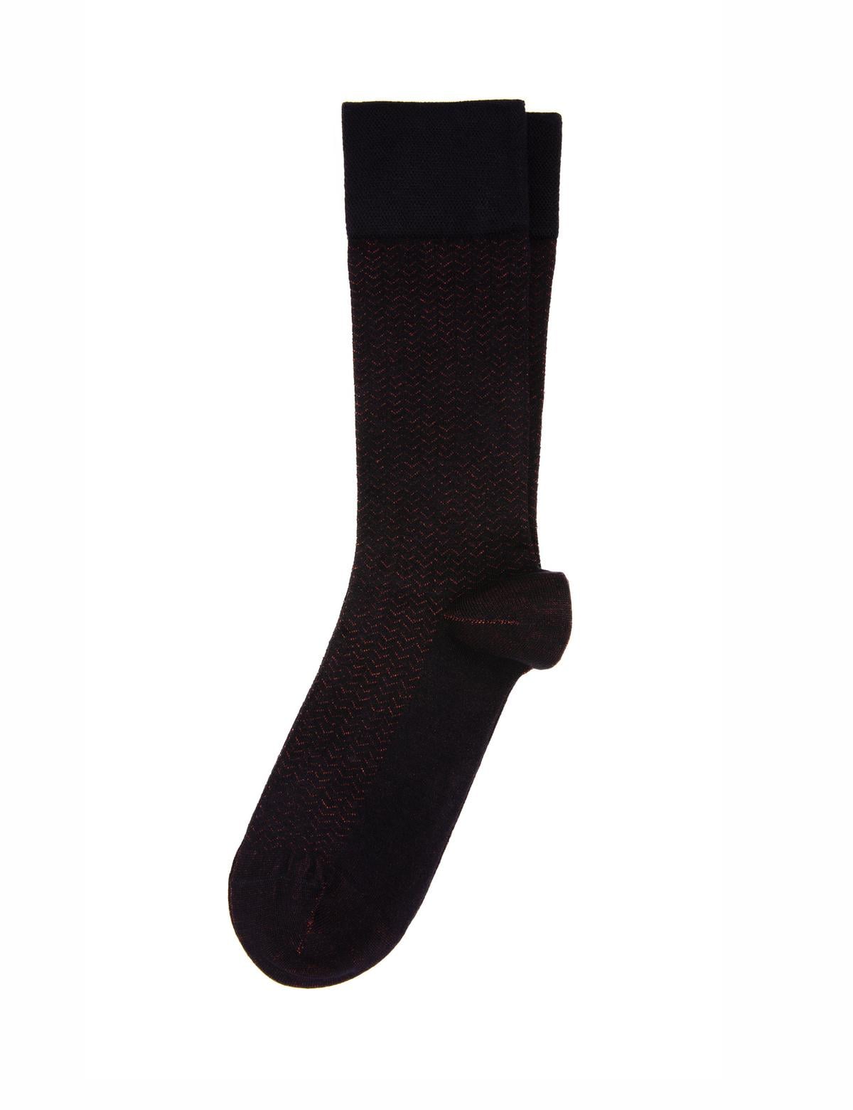 Erkek Bambu Karışımlı Bordo Soket Desenli Çorap - 50304462006