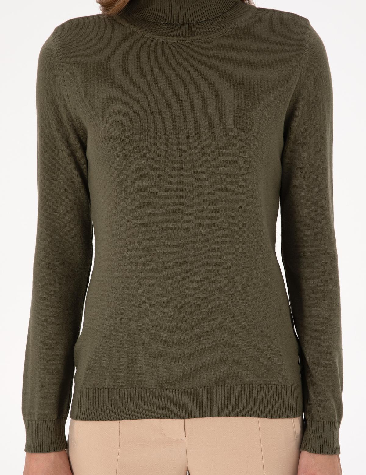 Haki Slim Fit Balıkçı Yaka Basic Kazak - 50300786017