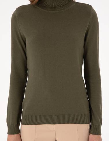 Haki Slim Fit Balıkçı Yaka Basic Kazak
