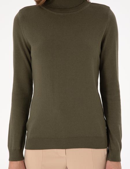 Haki Slim Fit Balıkçı Yaka Basic Kazak - 50300786017