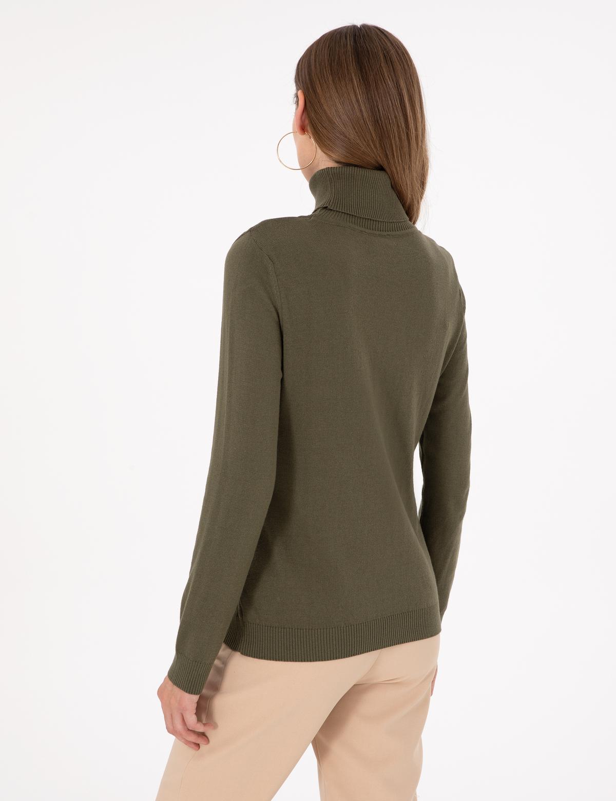 Haki Slim Fit Balıkçı Yaka Basic Kazak - 50300786017