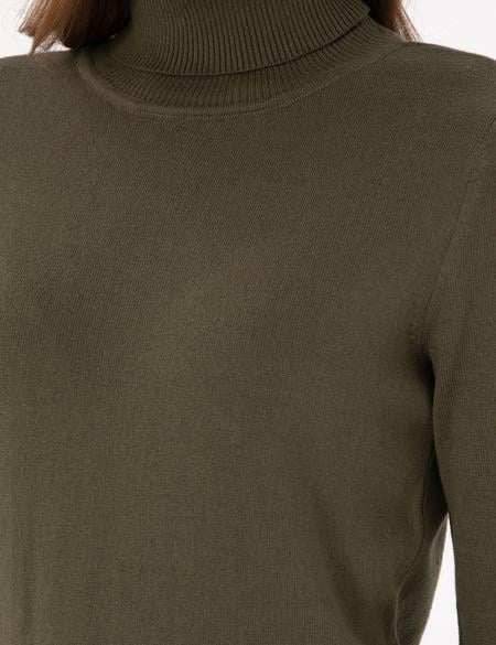 Haki Slim Fit Balıkçı Yaka Basic Kazak - 50300786017