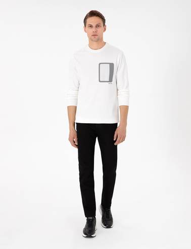 Ekru Regular Fit Bisiklet Yaka Sweatshirt