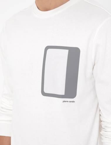 Ekru Regular Fit Bisiklet Yaka Sweatshirt