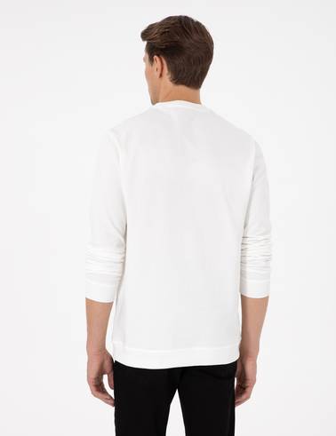 Ekru Regular Fit Bisiklet Yaka Sweatshirt
