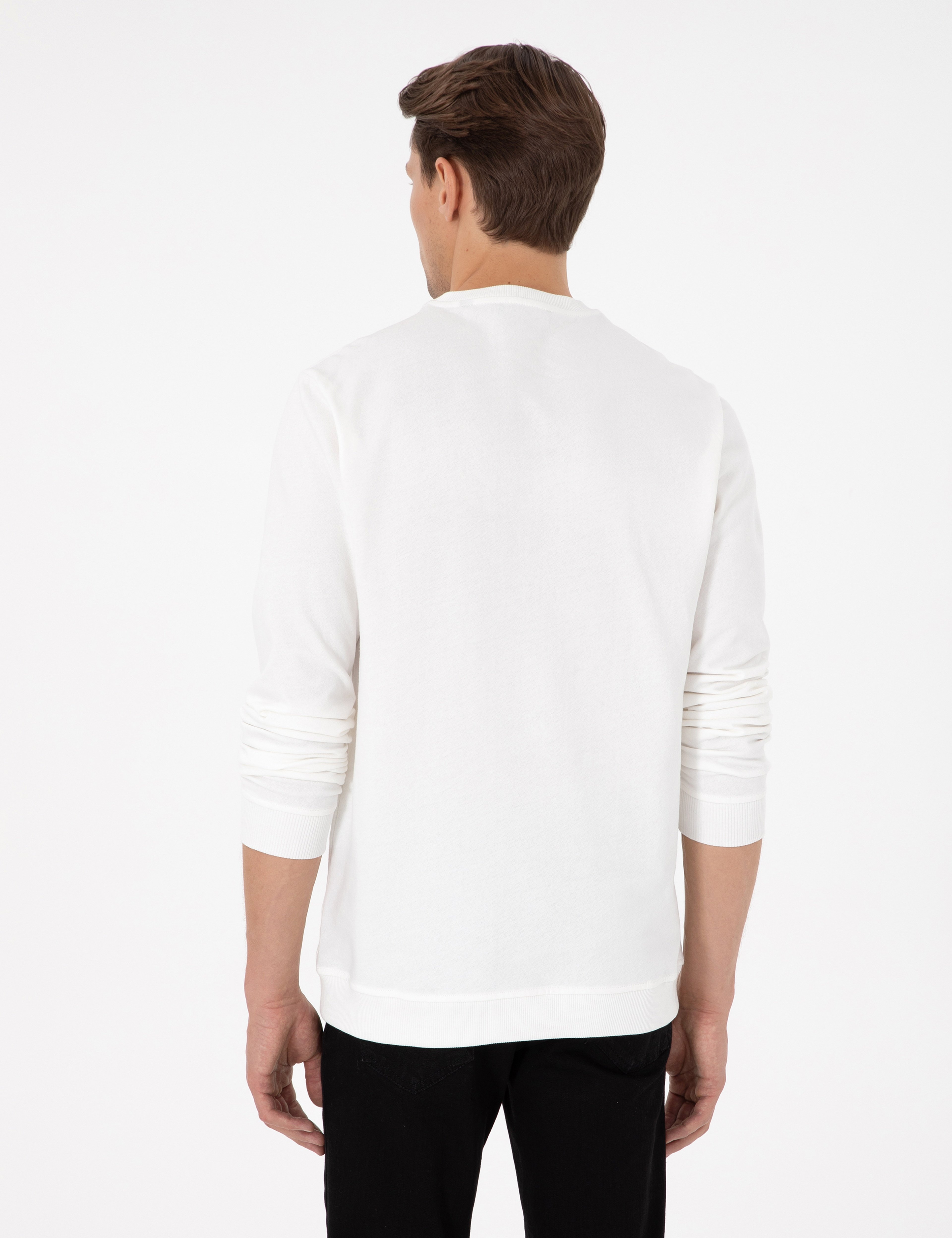 Ekru Regular Fit Bisiklet Yaka Sweatshirt - Image 5