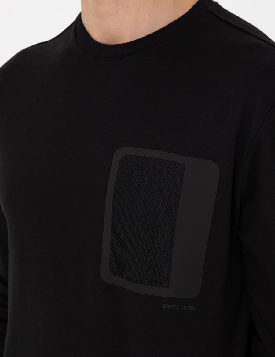 Siyah Regular Fit Bisiklet Yaka Sweatshirt