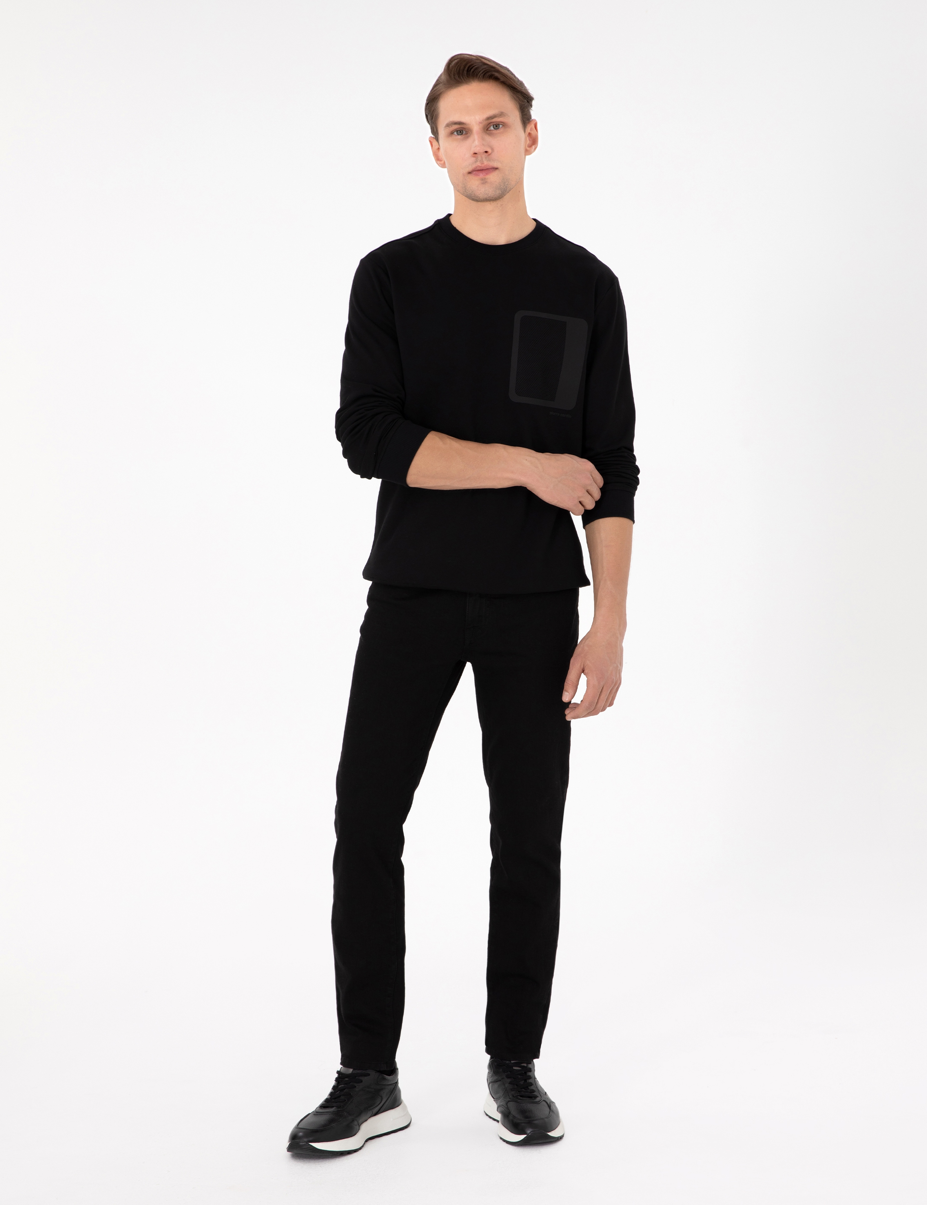 Siyah Regular Fit Bisiklet Yaka Sweatshirt - Image 4