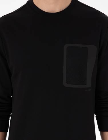 Siyah Regular Fit Bisiklet Yaka Sweatshirt